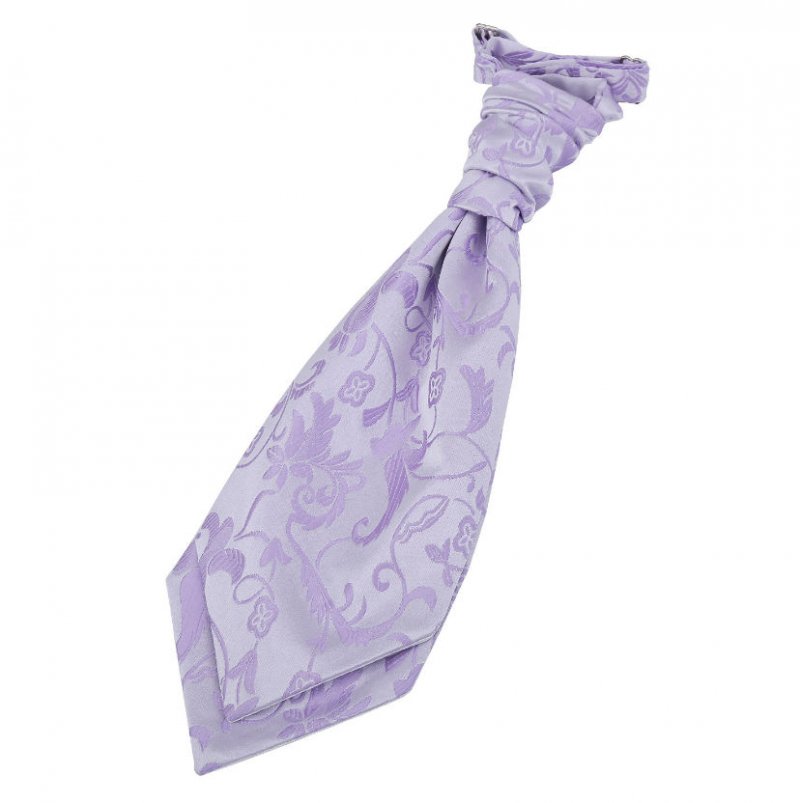 Image 1 of Lilac Boys Floral Microfibre Pre-tied Ruche Wedding Cravat Necktie 