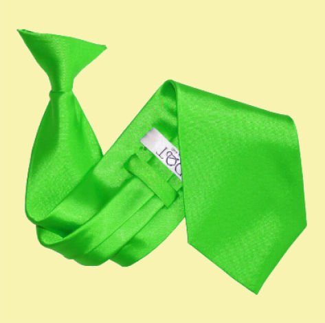 Image 0 of Apple Green Mens Plain Satin Clip-on Tie Wedding Necktie Set Of Five