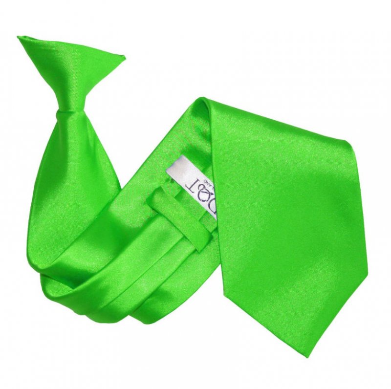 Image 1 of Apple Green Mens Plain Satin Clip-on Tie Wedding Necktie Set Of Five