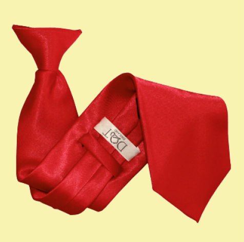 Image 0 of Apple Red Mens Plain Satin Clip-on Tie Wedding Necktie Set Of Five