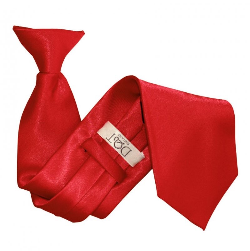 Image 1 of Apple Red Mens Plain Satin Clip-on Tie Wedding Necktie Set Of Five