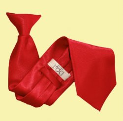 Apple Red Mens Plain Satin Clip-on Tie Wedding Necktie Set Of Five