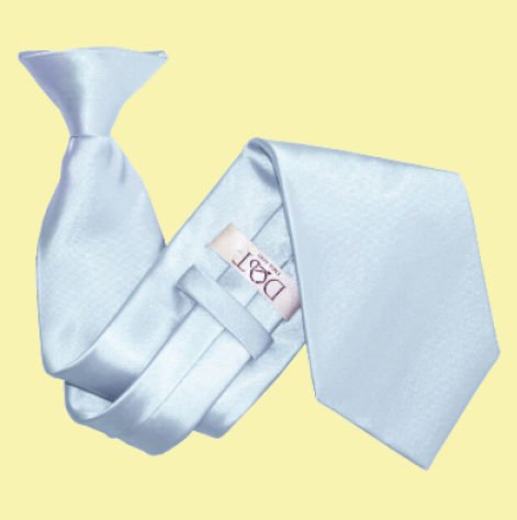 Image 0 of Baby Blue Mens Plain Satin Clip-on Tie Wedding Necktie Set Of Five