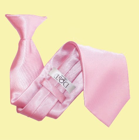 Image 0 of Baby Pink Mens Plain Satin Clip-on Tie Wedding Necktie Set Of Five