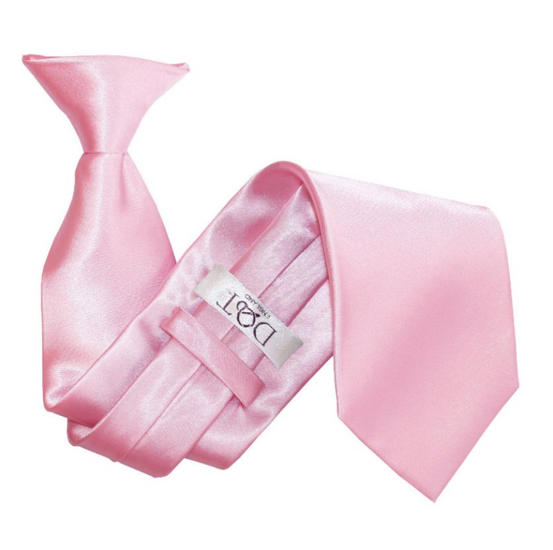 Image 1 of Baby Pink Mens Plain Satin Clip-on Tie Wedding Necktie Set Of Five