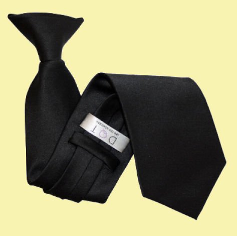 Image 0 of Black Mens Plain Satin Clip-on Tie Wedding Necktie Set Of Five