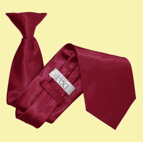Image 0 of Burgundy Mens Plain Satin Clip-on Tie Wedding Necktie Set Of Five