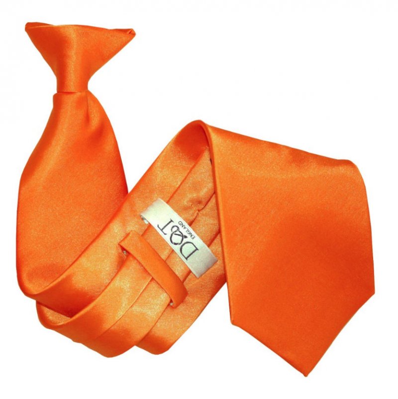 Image 1 of Burnt Orange Mens Plain Satin Clip-on Tie Wedding Necktie Set Of Five