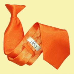 Burnt Orange Mens Plain Satin Clip-on Tie Wedding Necktie Set Of Five