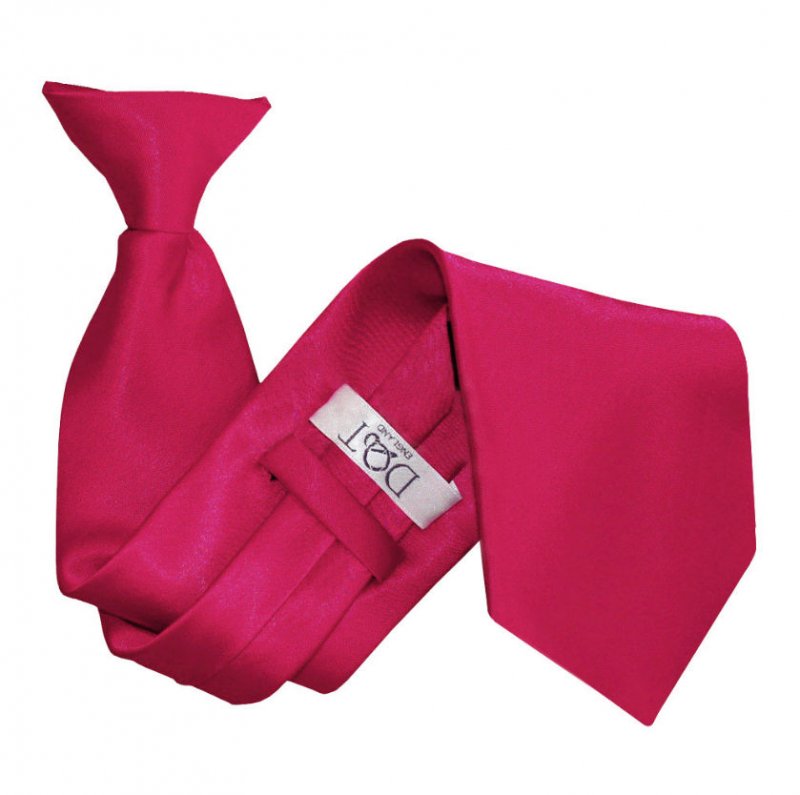 Image 1 of Crimson Red Mens Plain Satin Clip-on Tie Wedding Necktie Set Of Five