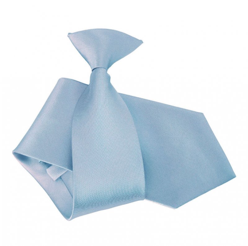 Image 1 of Dusty Blue Mens Plain Satin Clip-on Tie Wedding Necktie Set Of Five