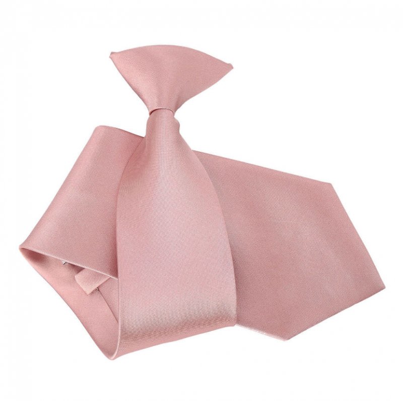 Image 1 of Dusty Pink Mens Plain Satin Clip-on Tie Wedding Necktie Set Of Five