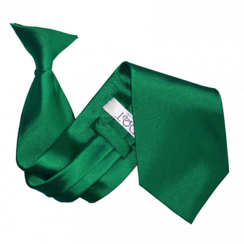 Image 1 of Emerald Green Mens Plain Satin Clip-on Tie Wedding Necktie Set Of Five