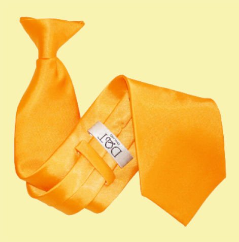 Image 0 of Fluorescent Orange Mens Plain Satin Clip-on Tie Wedding Necktie Set Of Five