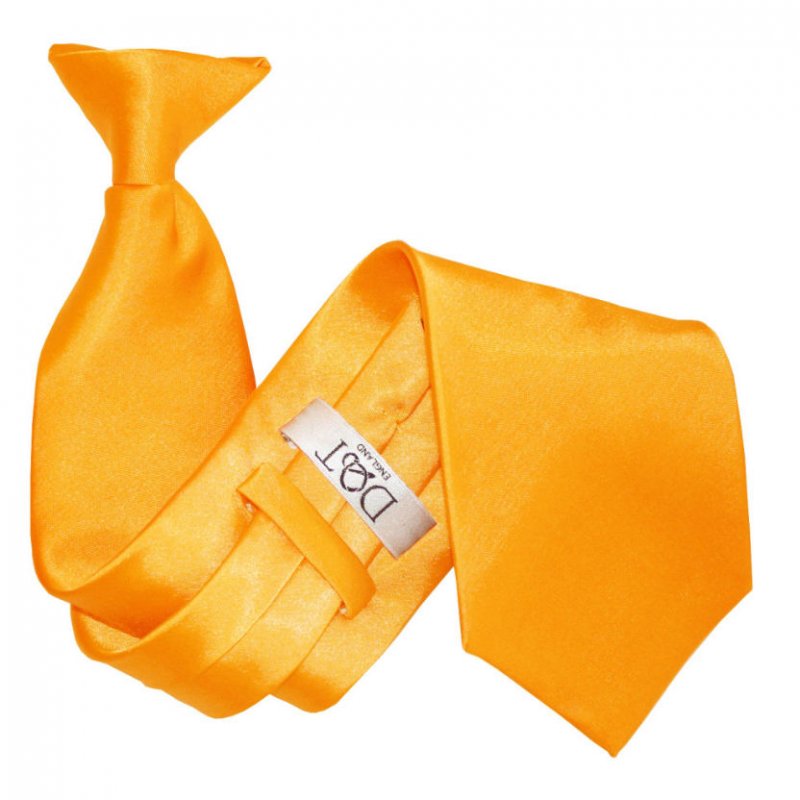 Image 1 of Fluorescent Orange Mens Plain Satin Clip-on Tie Wedding Necktie Set Of Five