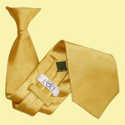 Gold Mens Plain Satin Clip-on Tie Wedding Necktie Set Of Five