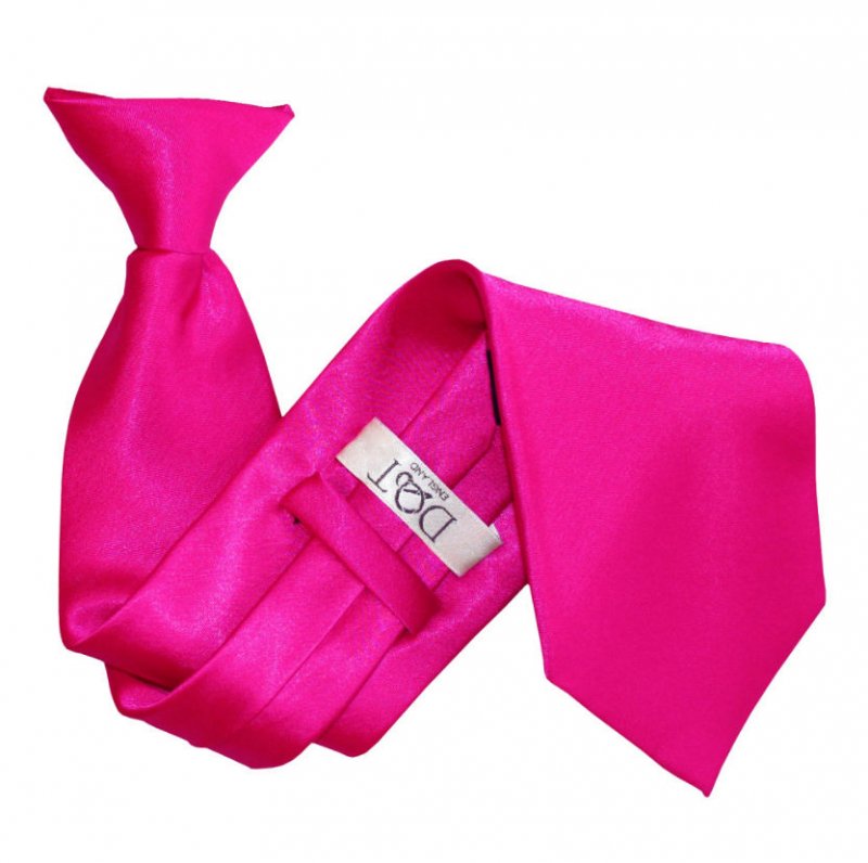 Image 1 of Hot Pink Mens Plain Satin Clip-on Tie Wedding Necktie Set Of Five