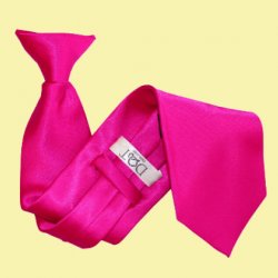 Hot Pink Mens Plain Satin Clip-on Tie Wedding Necktie Set Of Five