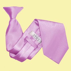 Lilac Mens Plain Satin Clip-on Tie Wedding Necktie Set Of Five