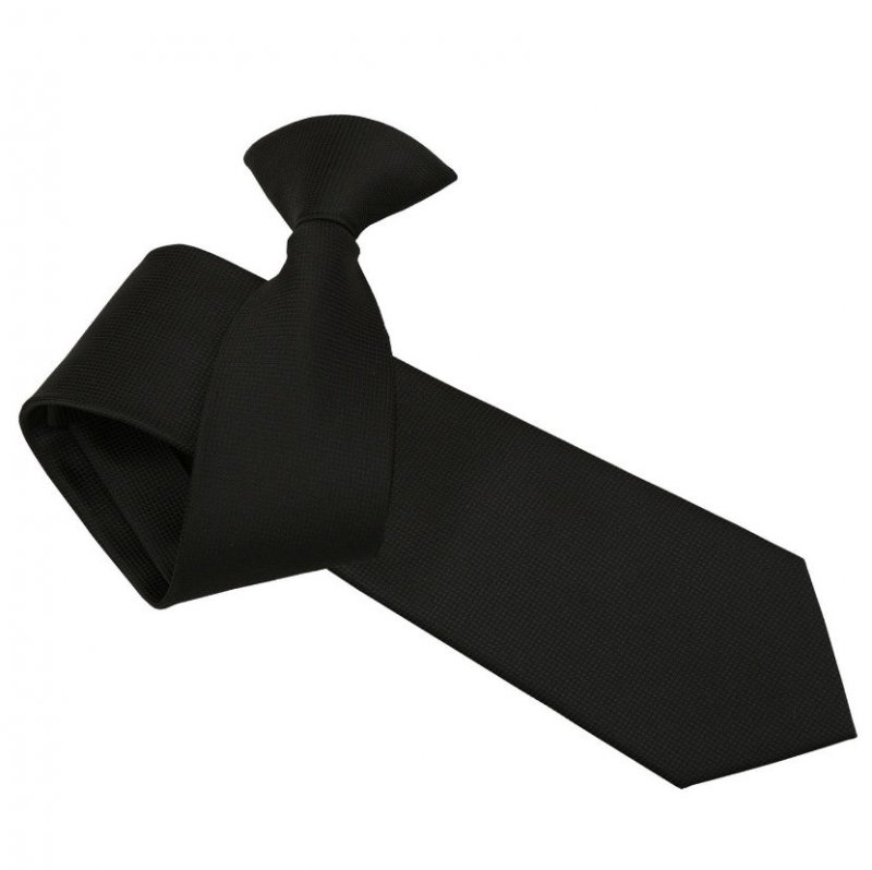Image 1 of Black Mens Solid Check Microfibre Slim Clip-on Tie Wedding Necktie