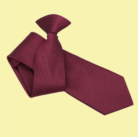 Image 0 of Burgundy Mens Solid Check Microfibre Slim Clip-on Tie Wedding Necktie
