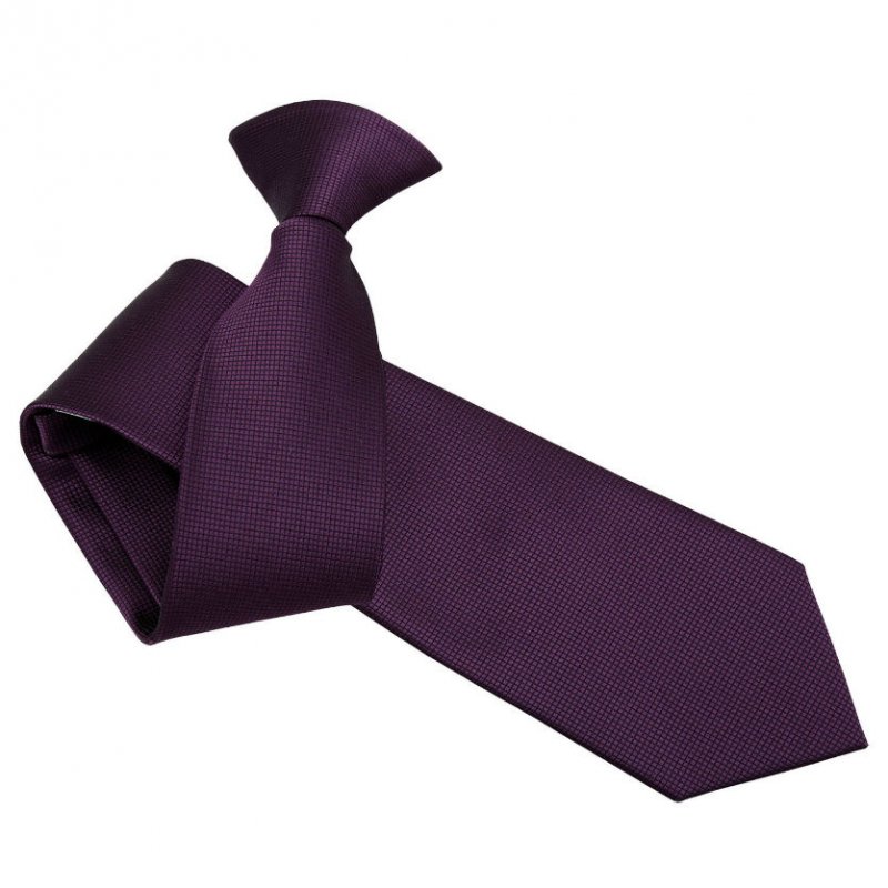 Image 1 of Cadbury Purple Mens Solid Check Microfibre Slim Clip-on Tie Wedding Necktie