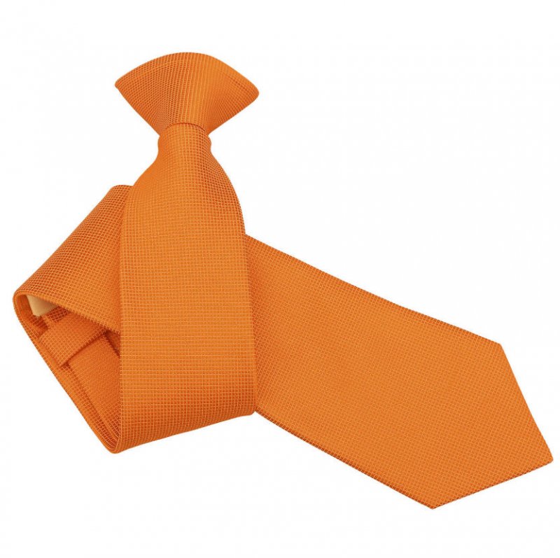 Image 1 of Celosia Orange Mens Solid Check Microfibre Slim Clip-on Tie Wedding Necktie