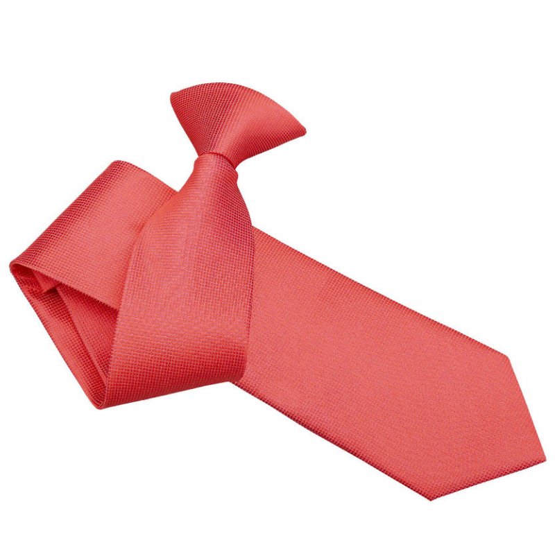 Image 1 of Coral Mens Solid Check Microfibre Slim Clip-on Tie Wedding Necktie