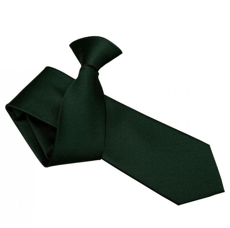 Image 1 of Dark Green Mens Solid Check Microfibre Slim Clip-on Tie Wedding Necktie