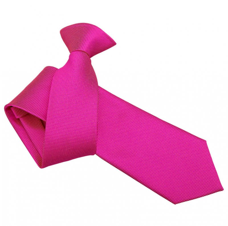 Image 1 of Fuchsia Pink Mens Solid Check Microfibre Slim Clip-on Tie Wedding Necktie