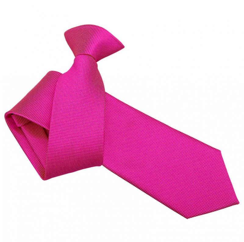 Image 1 of Fuchsia Pink Mens Solid Check Microfibre Slim Clip-on Tie Wedding Necktie