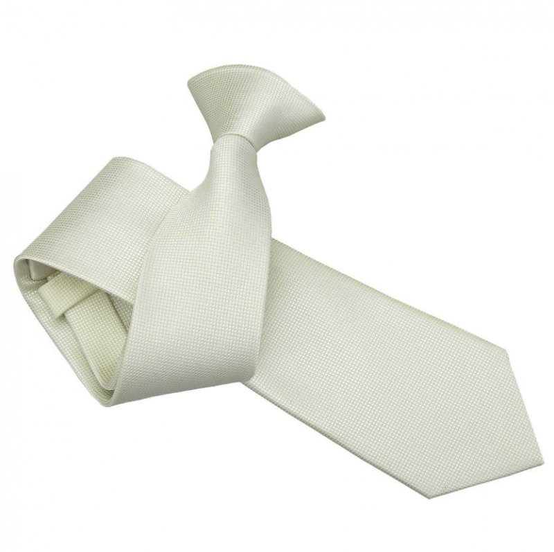 Image 1 of Ivory Mens Solid Check Microfibre Slim Clip-on Tie Wedding Necktie