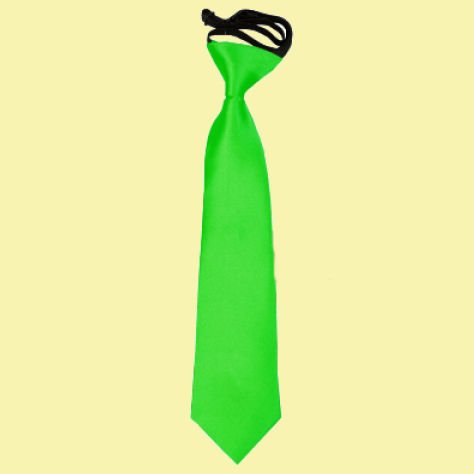Image 0 of Apple Green Boys Plain Satin Elastic Tie Wedding Necktie 