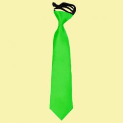 Apple Green Boys Plain Satin Elastic Tie Wedding Necktie 