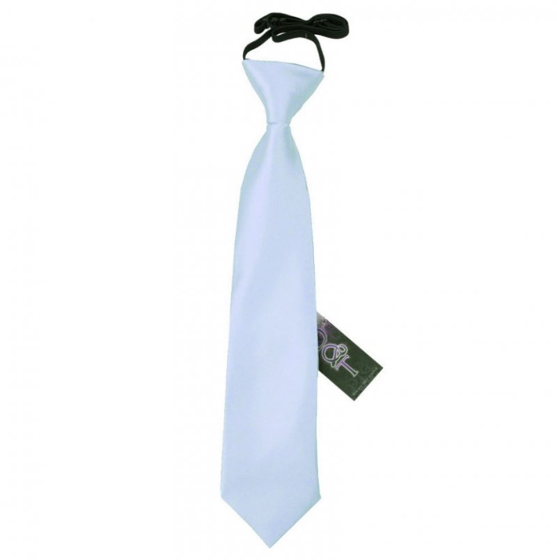 Image 1 of Baby Blue Boys Plain Satin Elastic Tie Wedding Necktie 