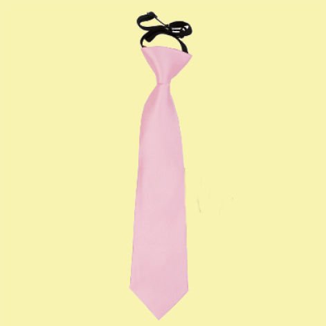 Image 0 of Baby Pink Boys Plain Satin Elastic Tie Wedding Necktie 