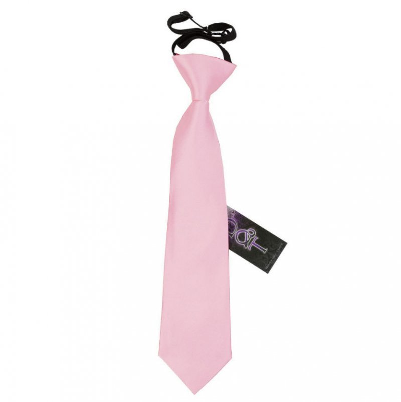 Image 1 of Baby Pink Boys Plain Satin Elastic Tie Wedding Necktie 