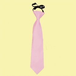 Baby Pink Boys Plain Satin Elastic Tie Wedding Necktie 