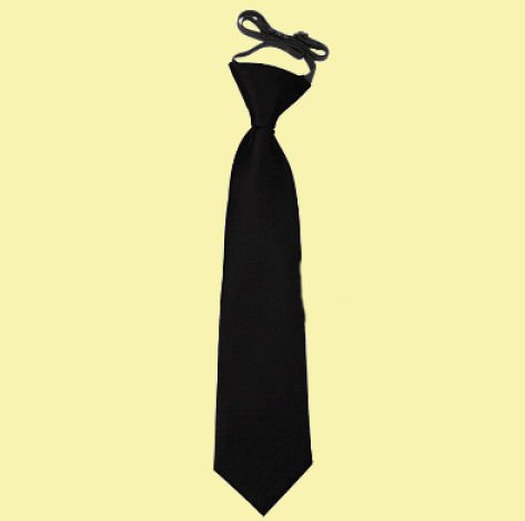 Image 0 of Black Boys Plain Satin Elastic Tie Wedding Necktie 