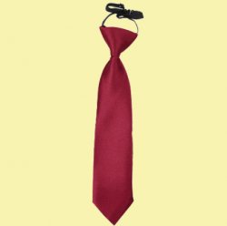 Burgundy Boys Plain Satin Elastic Tie Wedding Necktie 