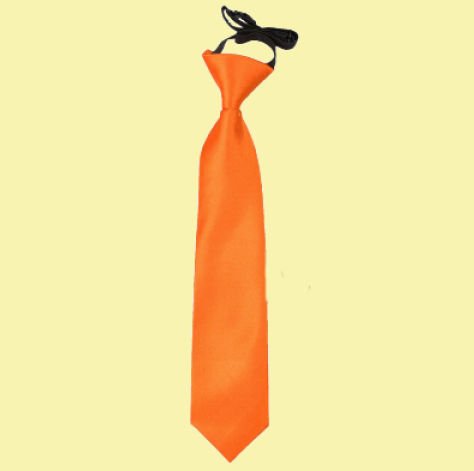 Image 0 of Burnt Orange Boys Plain Satin Elastic Tie Wedding Necktie 