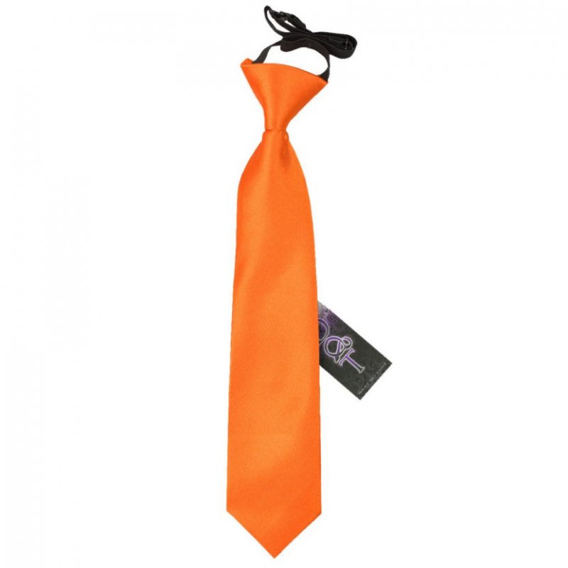 Image 1 of Burnt Orange Boys Plain Satin Elastic Tie Wedding Necktie 