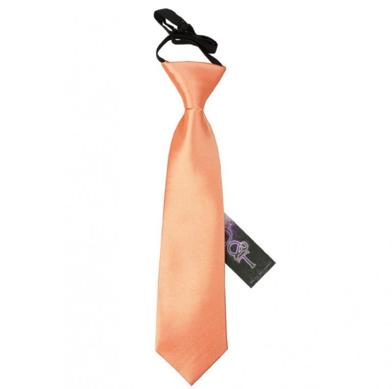 Image 1 of Coral Boys Plain Satin Elastic Tie Wedding Necktie 