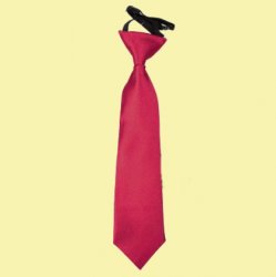Crimson Red Boys Plain Satin Elastic Tie Wedding Necktie 