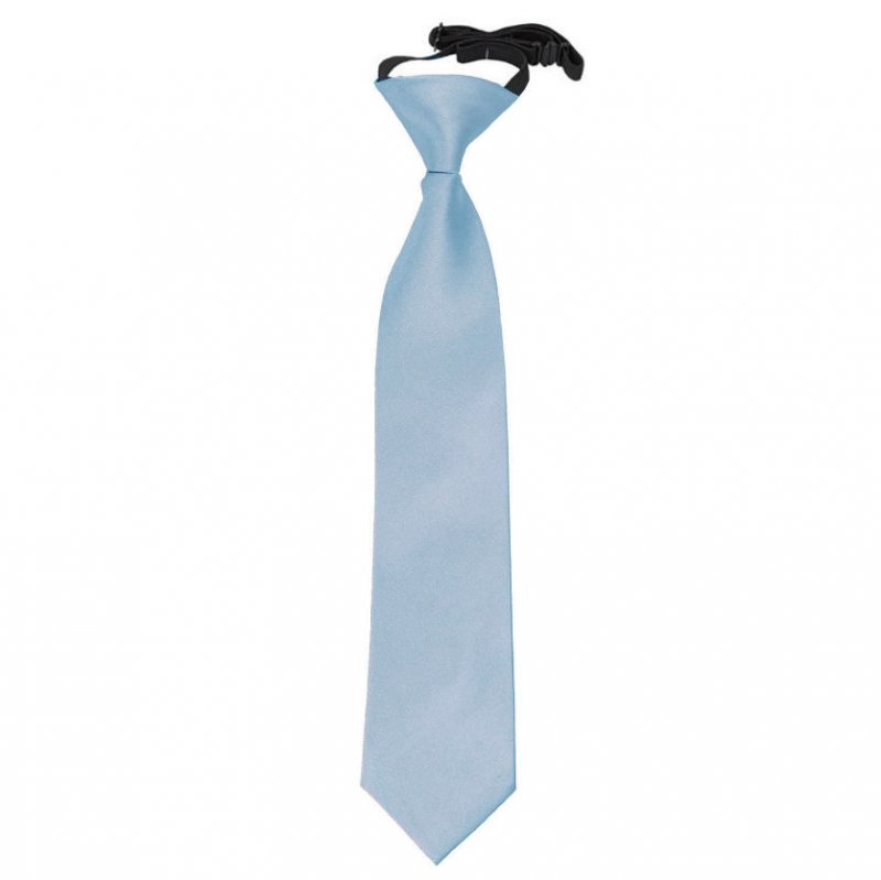 Image 1 of Dusty Blue Boys Plain Satin Elastic Tie Wedding Necktie 