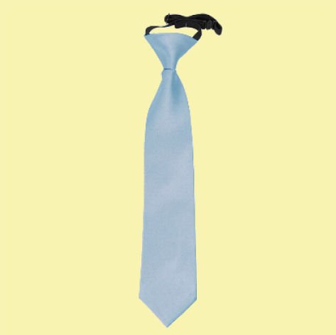 Image 0 of Dusty Blue Boys Plain Satin Elastic Tie Wedding Necktie 