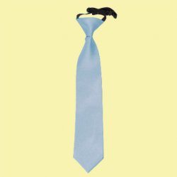 Dusty Blue Boys Plain Satin Elastic Tie Wedding Necktie 