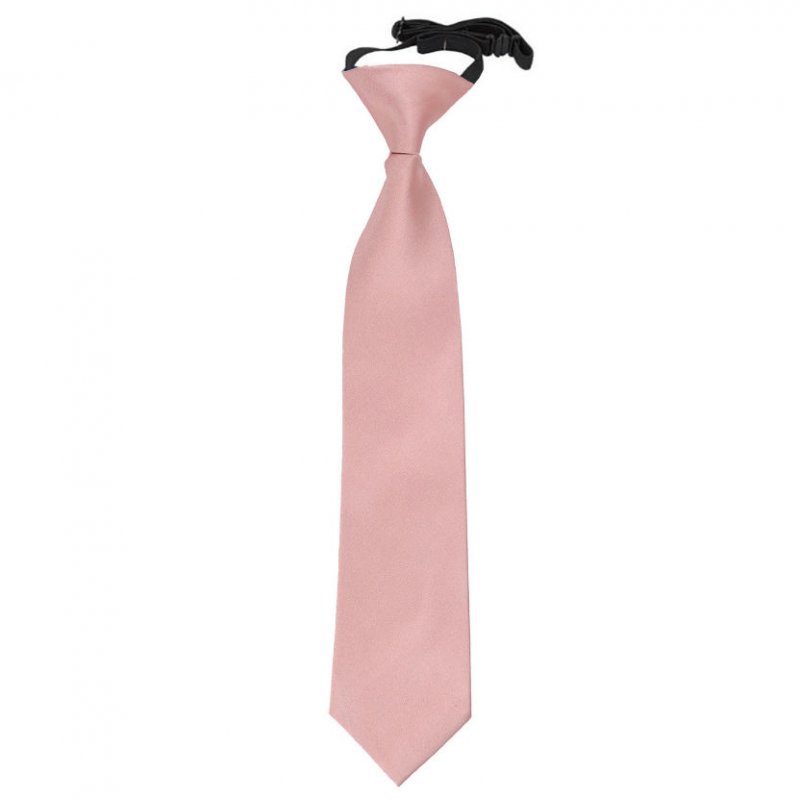 Image 1 of Dusty Pink Boys Plain Satin Elastic Tie Wedding Necktie 