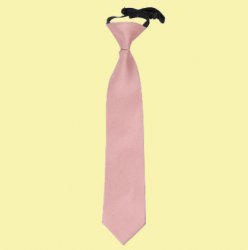 Dusty Pink Boys Plain Satin Elastic Tie Wedding Necktie 