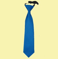 Electric Blue Boys Plain Satin Elastic Tie Wedding Necktie 